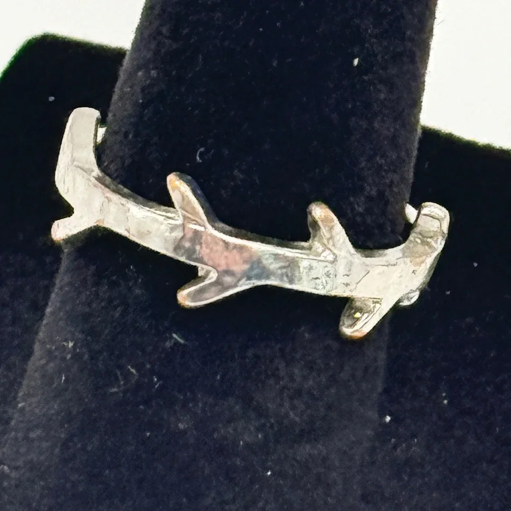 Silver Tone Twig Branch Ring Nature Organic Band Women's Size 6.5